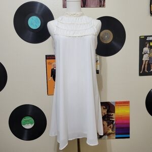 Sequin Hearts | White Chiffon Swing Dress